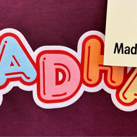 MADHAPPY Crush Universal Crewneck in Port Candy Block Letters | Wine | NEW/NWT♥️ - Picture 10 of 11